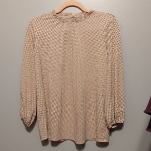 Adrianna Papell Cream and Black Polka Dot Top